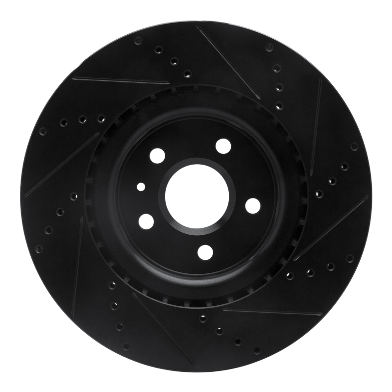 Buick Regal Brake Rotor (1) - Front Left - R1 Concepts - Drilled & Slotted - Black - `09-`17
